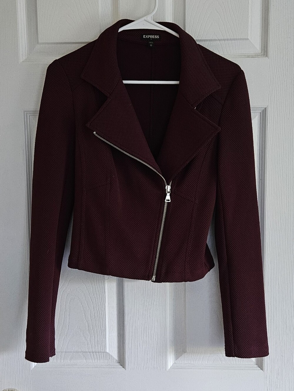 EXPRESS Women's Burgundy Asymmetric Zip Jacket